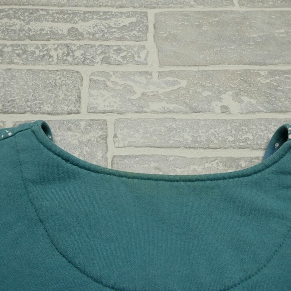 VINTAGE Artisans Sweater Womens M Green Fleece Cardigan‎ Snowy Winter Night - Picture 8 of 11